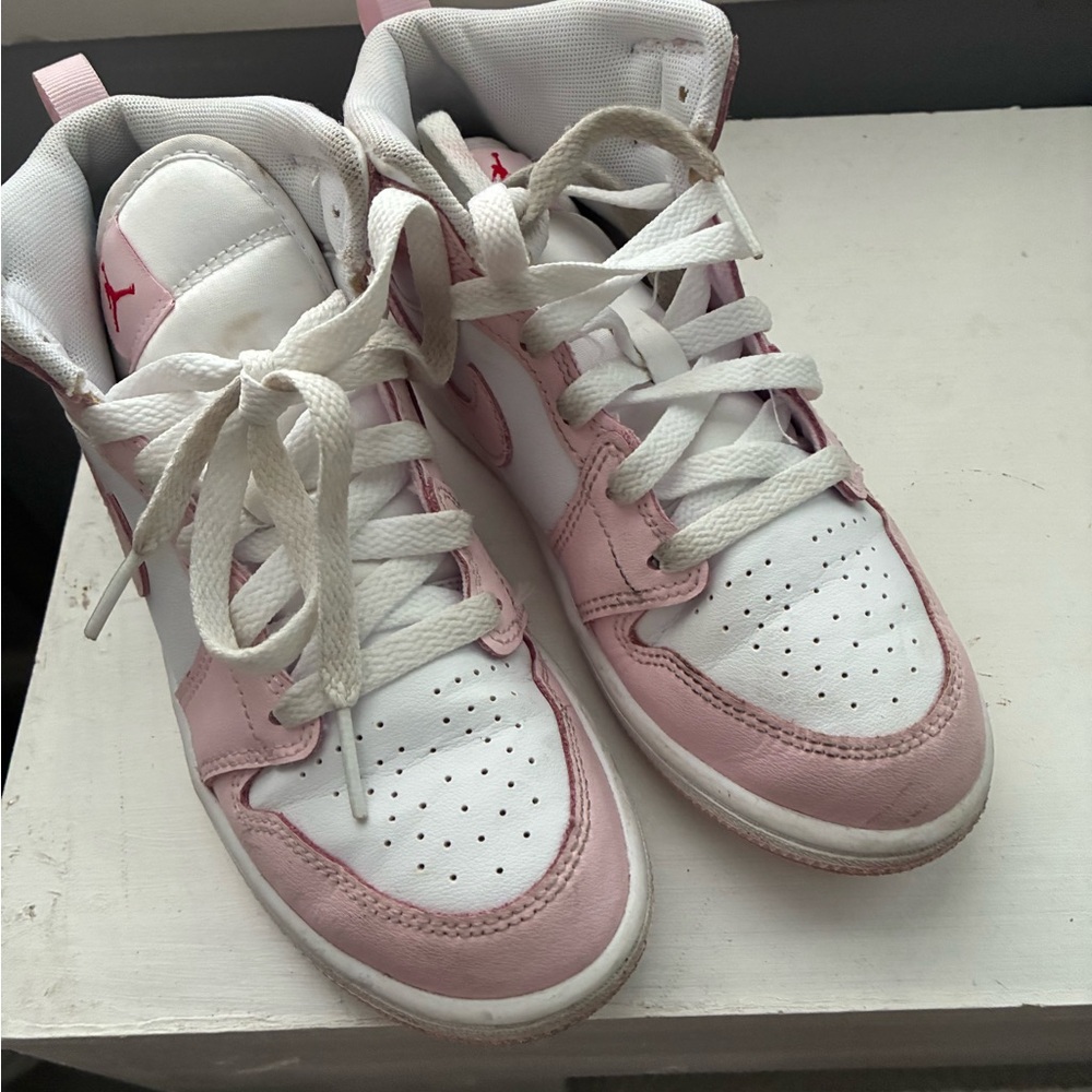 Nike Kids Pink and White High-Top Sneakers
